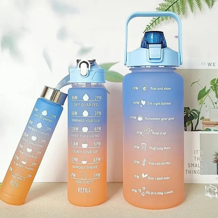 KIT 3 GARRAFAS 2 Litros 900ml 300ml Squeeze Motivatisng Phases 2D 3D Adesivo