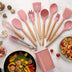 Kit de Colher de Silicone para Cozinha, BPA Antiferrugem, Conjunto de Utensílios de Cozinha de Madeira, 12 Peças