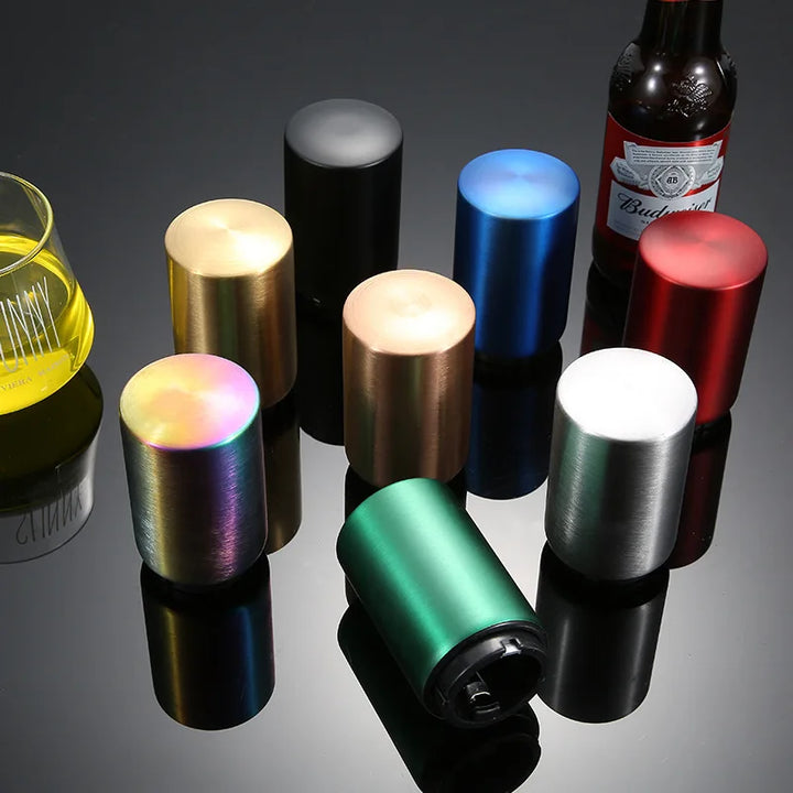 Abridor automático de garrafas de cerveja, ímã de aço inoxidável, abridor de potes de refrigerante, acessórios de cozinha