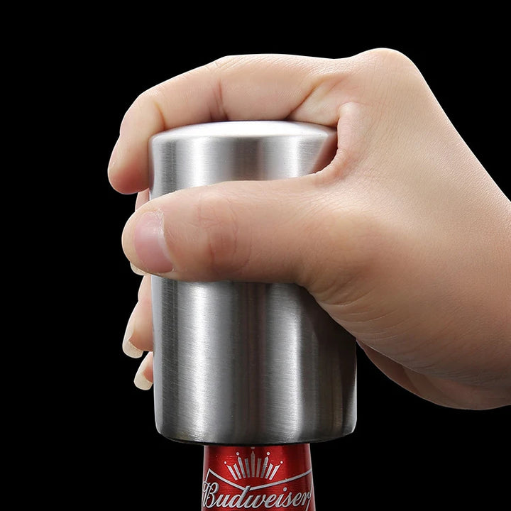 Abridor automático de garrafas de cerveja, ímã de aço inoxidável, abridor de potes de refrigerante, acessórios de cozinha