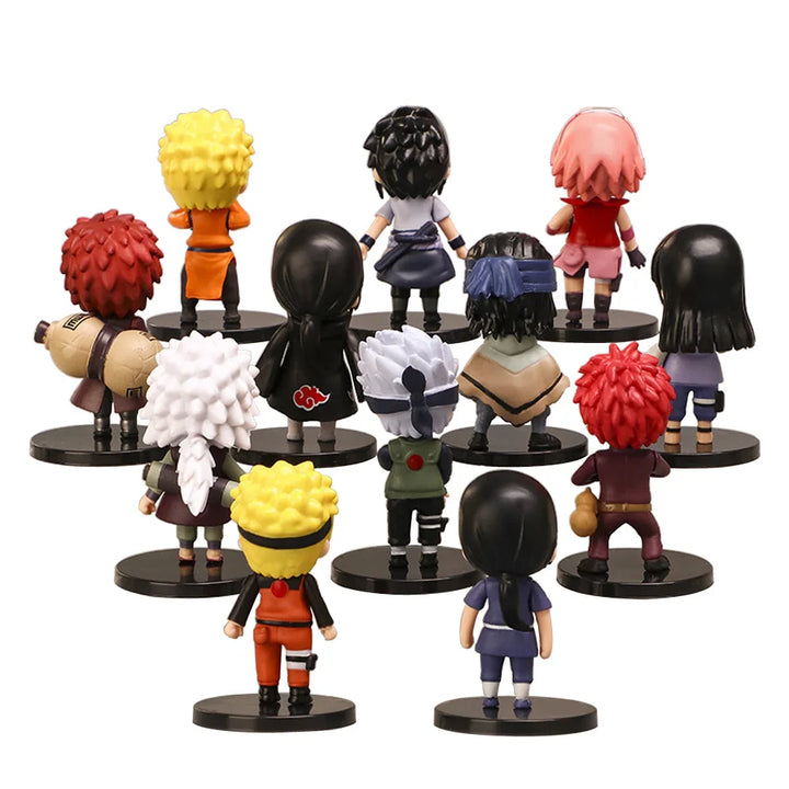 Novo 12pcs/set Anime Figura Naruto Shippuden Hinata Sasuke Itachi Kakashi Gaara Figura de Ação Q Versão PVC Figuras Brinquedos Presente
