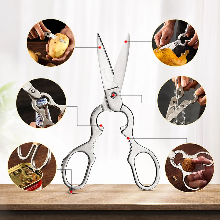 XINZUO 7PCS Conjunto de facas de cozinha forjadas alemãs 1.4116 Aço inoxidável Afiado Chef Santoku Cutelo Tesoura de cozinha Conjunto de ferramentas