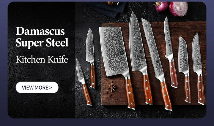 XINZUO 7PCS Conjunto de facas de cozinha forjadas alemãs 1.4116 Aço inoxidável Afiado Chef Santoku Cutelo Tesoura de cozinha Conjunto de ferramentas
