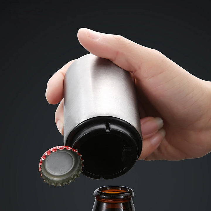 Abridor automático de garrafas de cerveja, ímã de aço inoxidável, abridor de potes de refrigerante, acessórios de cozinha