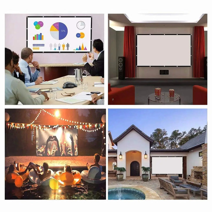 Tela de projeção Salange Tela de projetor portátil 100 polegadas 120 polegadas 150 polegadas 16:9, tela de cinema ao ar livre para home theater de viagem
