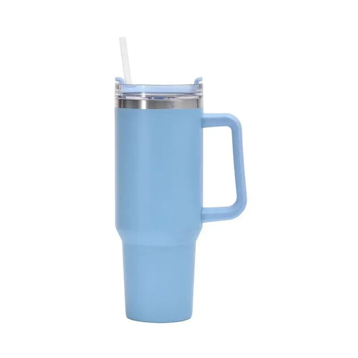 Garrafa de água de aço inoxidável de 40 onças, caneca de café para carro, copo personalizado com tampa de alça, canudo, copo térmico a vácuo