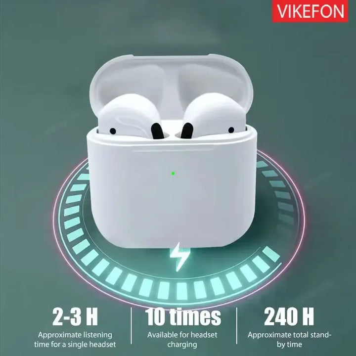 Pro4 TWS Fone de ouvido Bluetooth 9D Fone de ouvido estéreo sem fio Fone de ouvido intra-auricular HiFi Fone de ouvido mãos-livres com microfone para Xiaomi iPhone