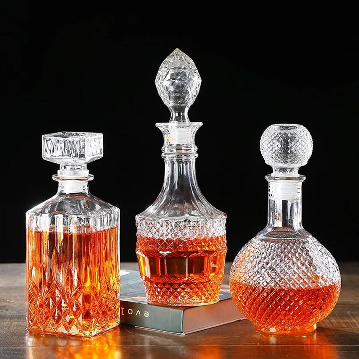Garrafa de Vidro de Vinho 250-1000ml Decantadores de Uísque de Vidro Sem Chumbo para Licor Scotch Bourbon