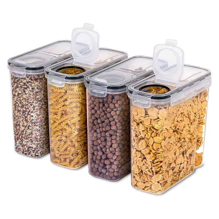Recipiente hermético para armazenamento de cereais de 2 litros, à prova de umidade, à prova de insetos, balde de arroz, caixa de armazenamento de alimentos, tanque transparente de plástico selado