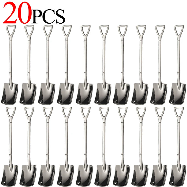 20/1Pcs Aço Inoxidável Pá Colher Ouro Prata Colheres de Café Sorvete Sobremesa Colher Colher de Chá Talheres de Cozinha Conjunto