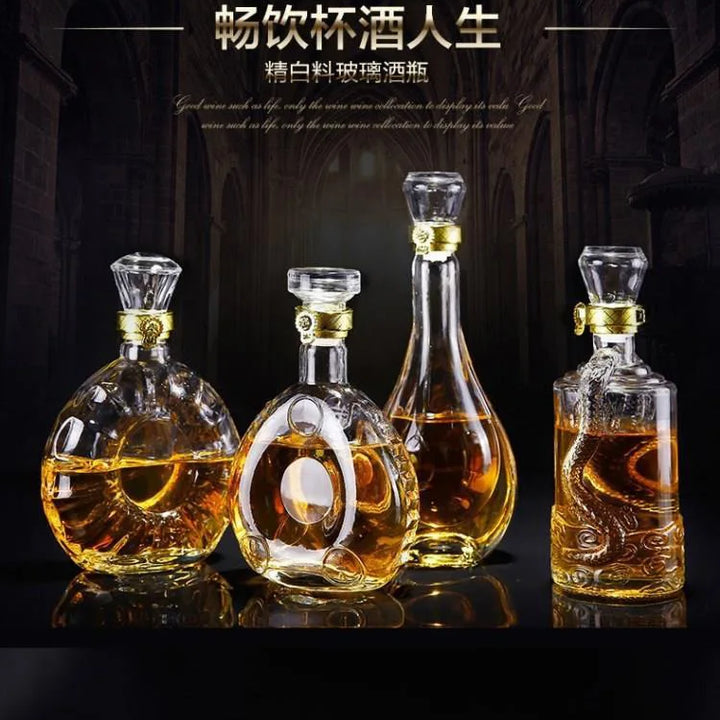 Garrafa de Vidro de Vinho 250-1000ml Decantadores de Uísque de Vidro Sem Chumbo para Licor Scotch Bourbon