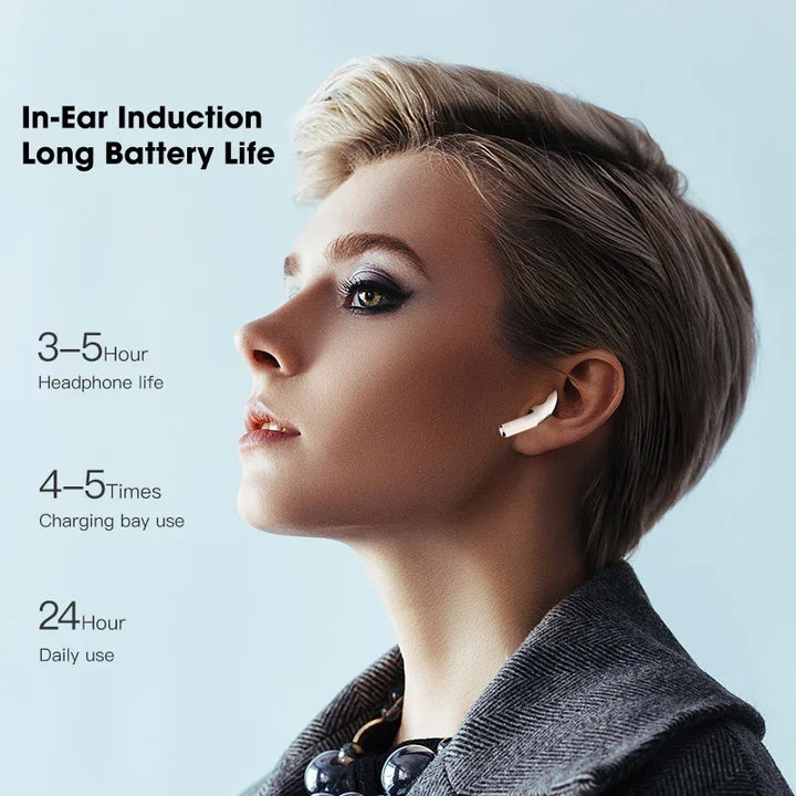 Pro4 TWS Fone de ouvido Bluetooth 9D Fone de ouvido estéreo sem fio Fone de ouvido intra-auricular HiFi Fone de ouvido mãos-livres com microfone para Xiaomi iPhone