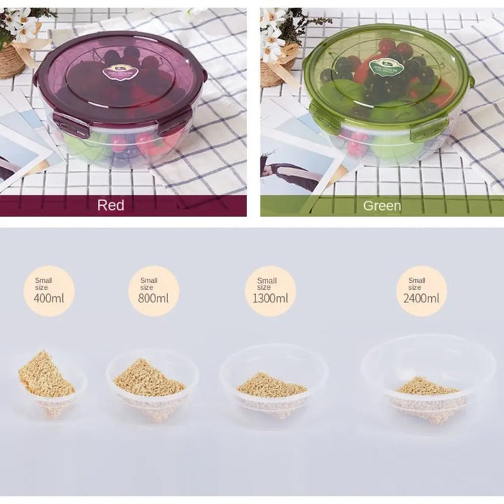 1/4Pcs Caixa de armazenamento redonda de plástico, segura, empilhável, selada, retangular, recipientes para alimentos com tampa, caixa para manter os alimentos frescos