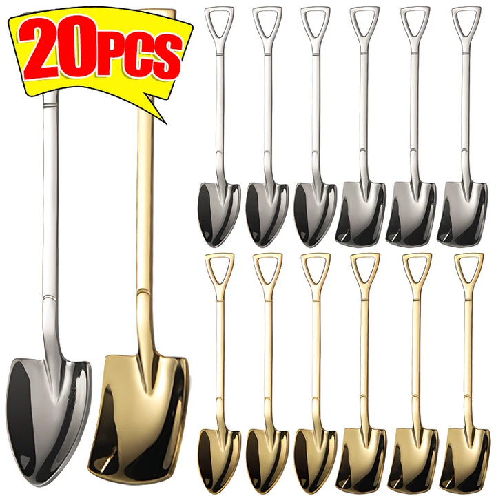 20/1Pcs Aço Inoxidável Pá Colher Ouro Prata Colheres de Café Sorvete Sobremesa Colher Colher de Chá Talheres de Cozinha Conjunto