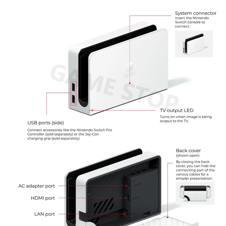 Nintendo Switch OLED Modelo Branco Conjunto 7 Polegadas Tela Joy-Con Alça Áudio Aprimorado Ajustável Console Modo TV Estável Videogame