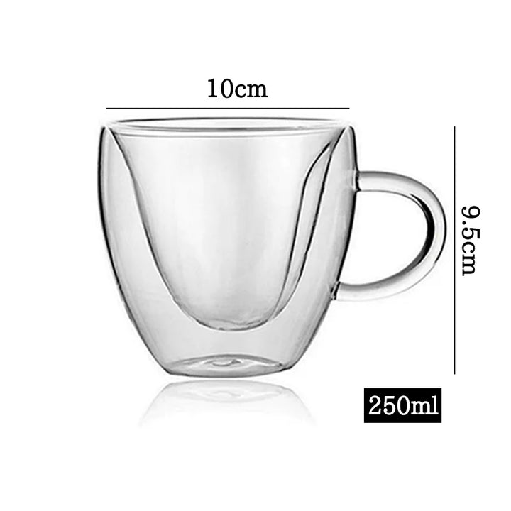 Copos de Café Duplos 80-450ML Copos de Vidro Duplamente Isolados Para Café Quente & Frio Caneca Transparente com Alça de Óculos