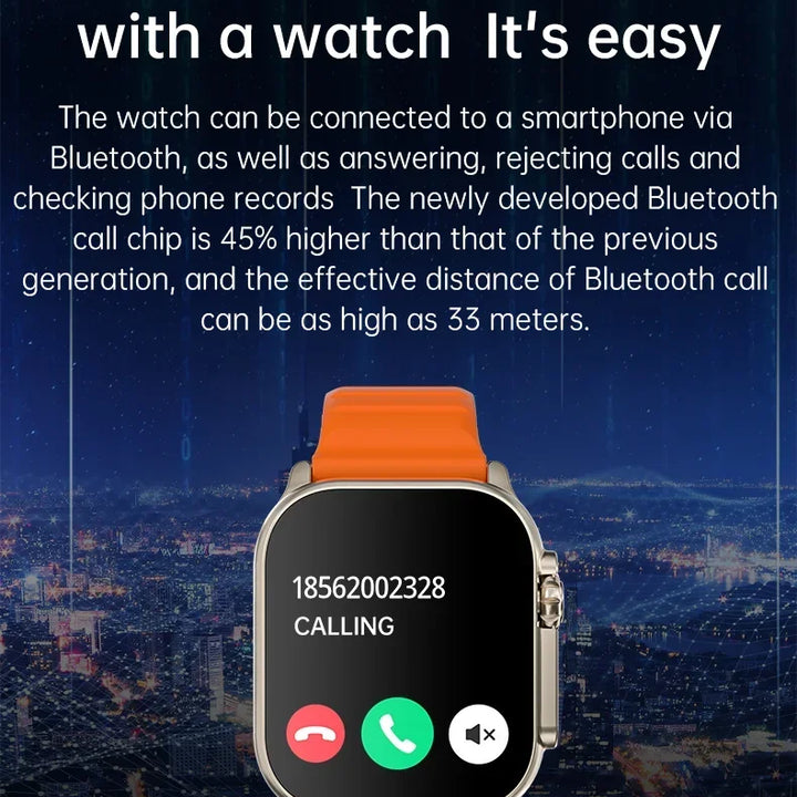 2024 T900 Ultra 2 Relógio Inteligente Masculino 49mm Série 8 2.3 "Tela AMOLED NFC Bússola À Prova D'Água Para Apple Watch IWO Ultra 8 Smartwatch