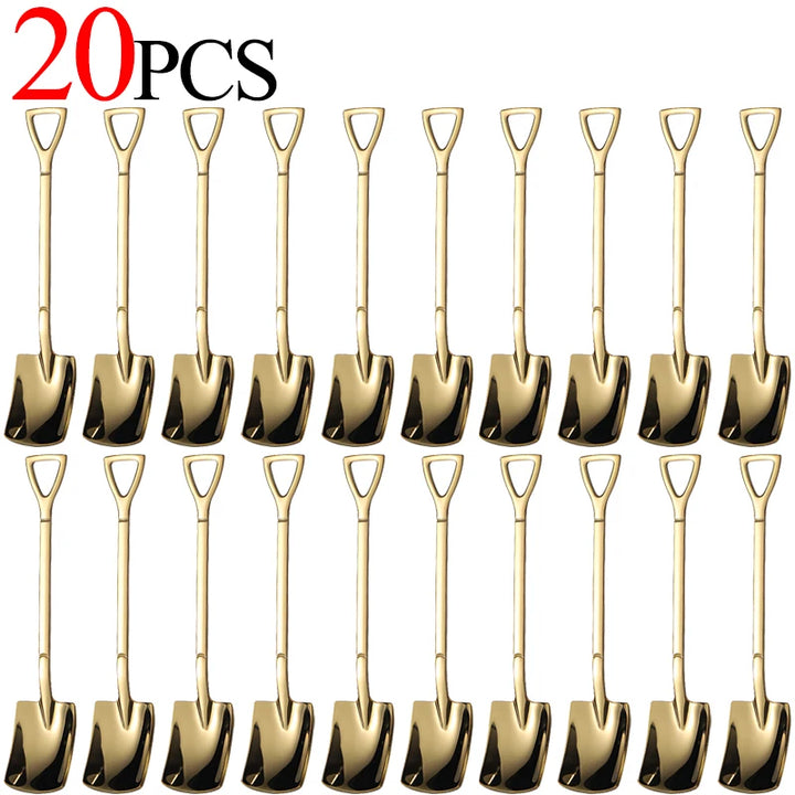 20/1Pcs Aço Inoxidável Pá Colher Ouro Prata Colheres de Café Sorvete Sobremesa Colher Colher de Chá Talheres de Cozinha Conjunto