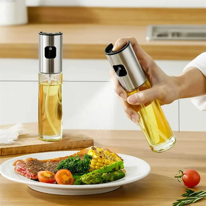 Pulverizador de óleo de vidro para cozinhar spray de azeitona mister para salada churrasco cozinha assar garrafa de vinagre vazia