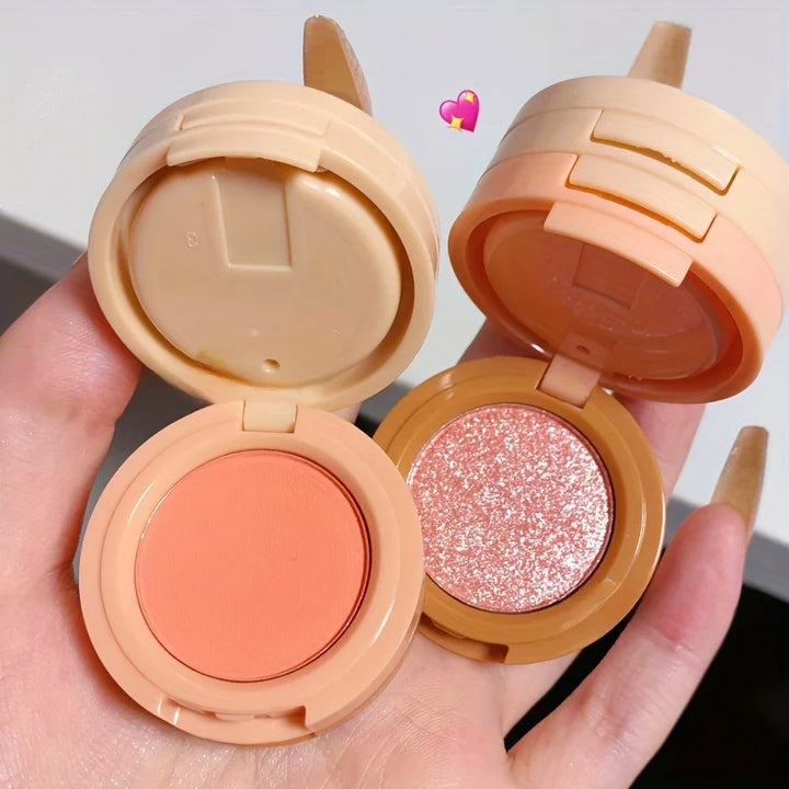 Paleta de maquiagem 3 em 1, textura fosca e perolada, blush com glitter, iluminador, contorno, paleta de 3 camadas