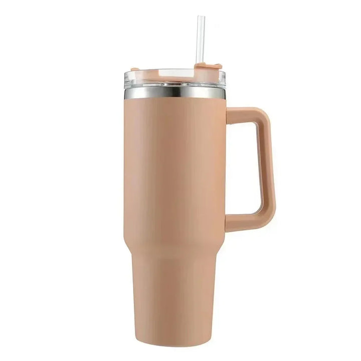 Garrafa de água de aço inoxidável de 40 onças, caneca de café para carro, copo personalizado com tampa de alça, canudo, copo térmico a vácuo