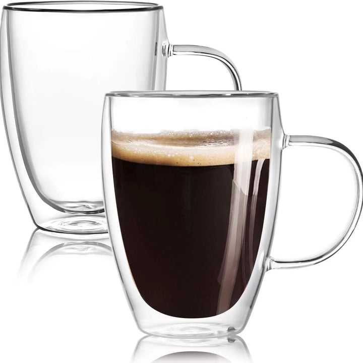 Copos de Café Duplos 80-450ML Copos de Vidro Duplamente Isolados Para Café Quente & Frio Caneca Transparente com Alça de Óculos