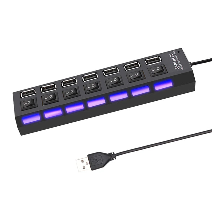 USB 2.0 Hub Multi USB Splitter Ports Hub Use Adaptador de Energia 4/7 Portas Hub Expansor Múltiplo com Switch 30CM Cabo Para Casa