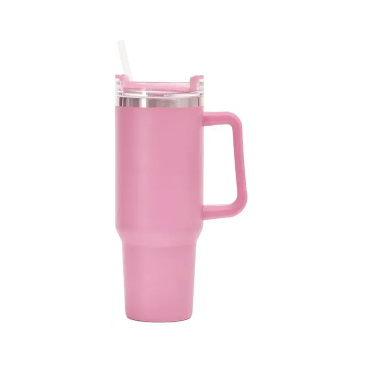 Garrafa de água de aço inoxidável de 40 onças, caneca de café para carro, copo personalizado com tampa de alça, canudo, copo térmico a vácuo