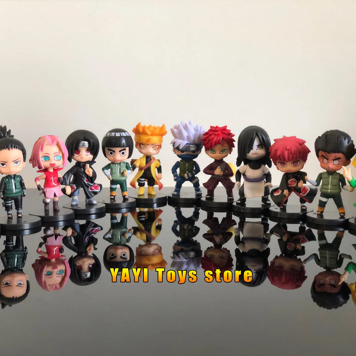 Novo 12pcs/set Anime Figura Naruto Shippuden Hinata Sasuke Itachi Kakashi Gaara Figura de Ação Q Versão PVC Figuras Brinquedos Presente