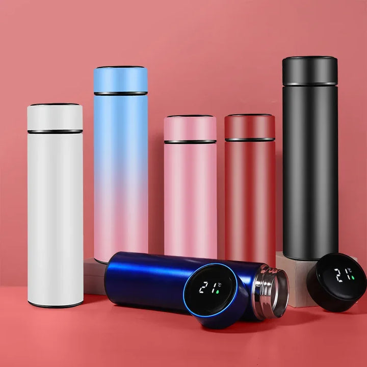500ML Criativo Inteligente LED Garrafa Térmica Display de Temperatura Frascos de Vácuo Garrafa de Água de Aço Inoxidável Copo Térmico