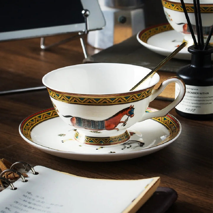 1 conjunto, xícara de chá e pires com colher, xícara de café de porcelana e prato pires, xícaras para café da manhã, chá da tarde, casa, jardim