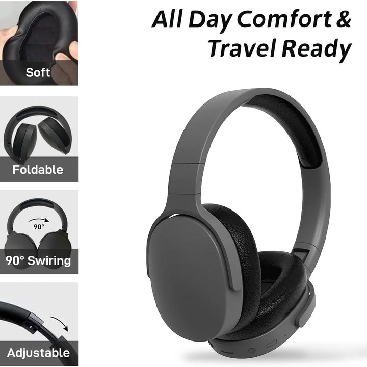 #P2961 Fones de ouvido sem fio Bluetooth 5.3 sobre a orelha Fone de ouvido estéreo de alta fidelidade True Sports com fones de ouvido TF / AUX Music Player com microfone HD