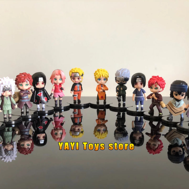 Novo 12pcs/set Anime Figura Naruto Shippuden Hinata Sasuke Itachi Kakashi Gaara Figura de Ação Q Versão PVC Figuras Brinquedos Presente