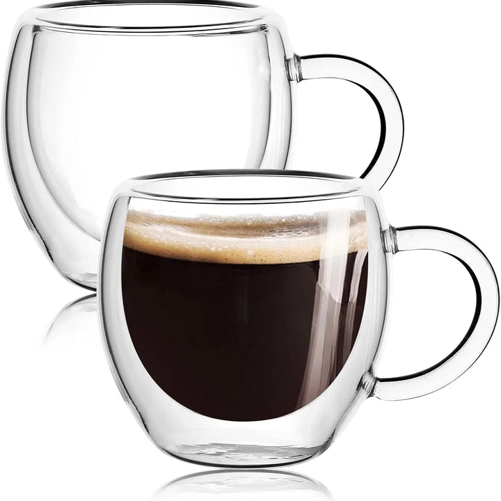 Copos de Café Duplos 80-450ML Copos de Vidro Duplamente Isolados Para Café Quente & Frio Caneca Transparente com Alça de Óculos