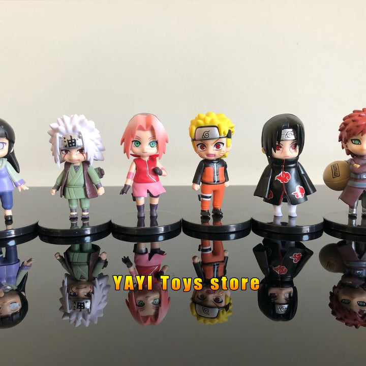 Novo 12pcs/set Anime Figura Naruto Shippuden Hinata Sasuke Itachi Kakashi Gaara Figura de Ação Q Versão PVC Figuras Brinquedos Presente