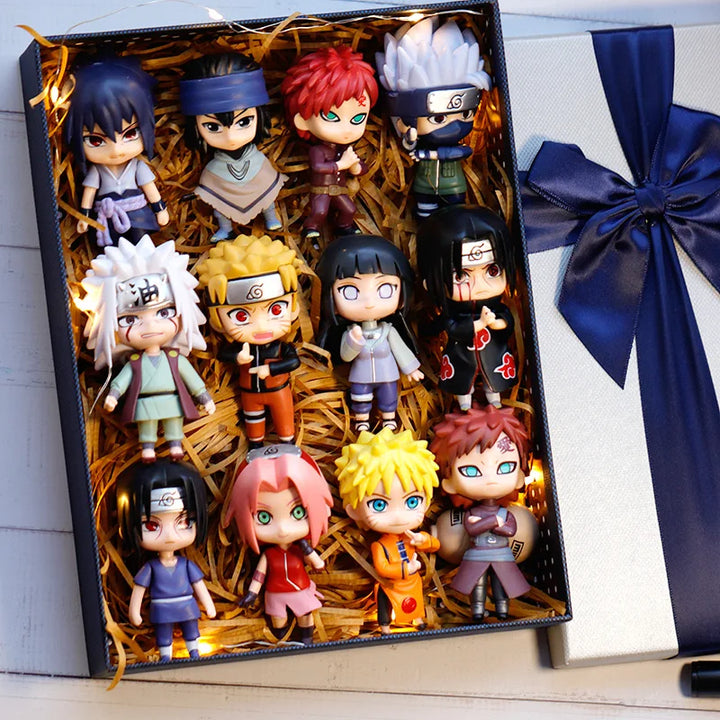 Novo 12pcs/set Anime Figura Naruto Shippuden Hinata Sasuke Itachi Kakashi Gaara Figura de Ação Q Versão PVC Figuras Brinquedos Presente