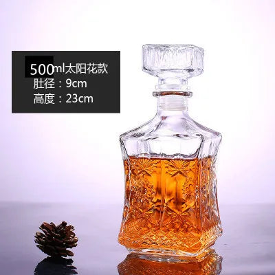 Garrafa de Vidro de Vinho 250-1000ml Decantadores de Uísque de Vidro Sem Chumbo para Licor Scotch Bourbon