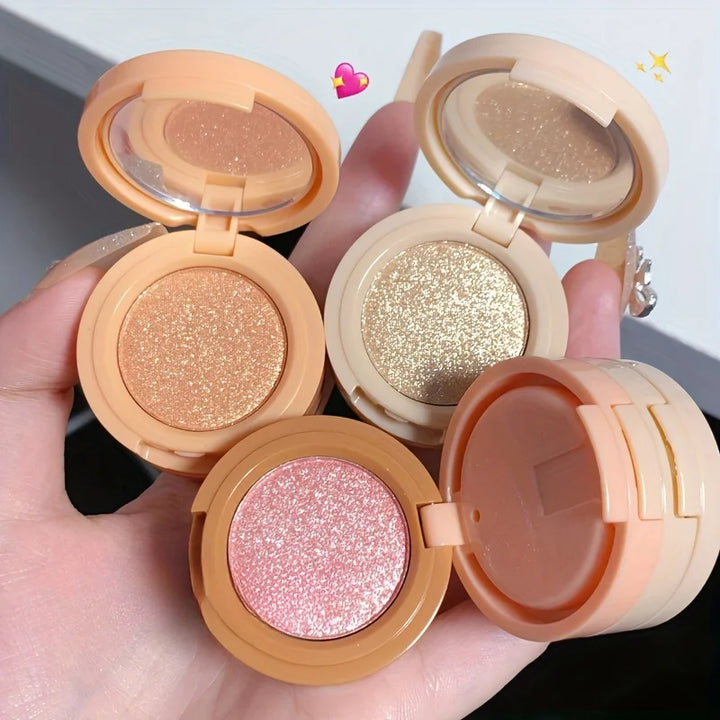 Paleta de maquiagem 3 em 1, textura fosca e perolada, blush com glitter, iluminador, contorno, paleta de 3 camadas