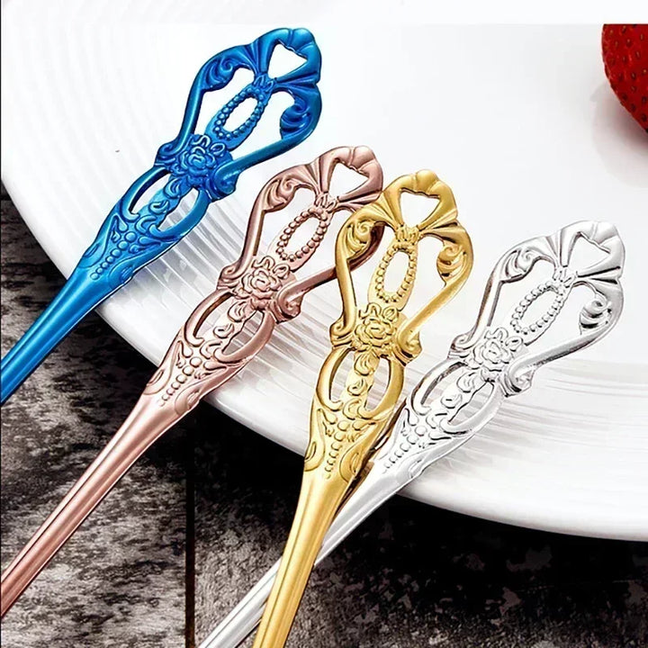 Conjunto de talheres de aço inoxidável dourado Royal European Colher Garfo Talheres completos Design retrô Lavável na máquina de lavar louça Talheres elegantes