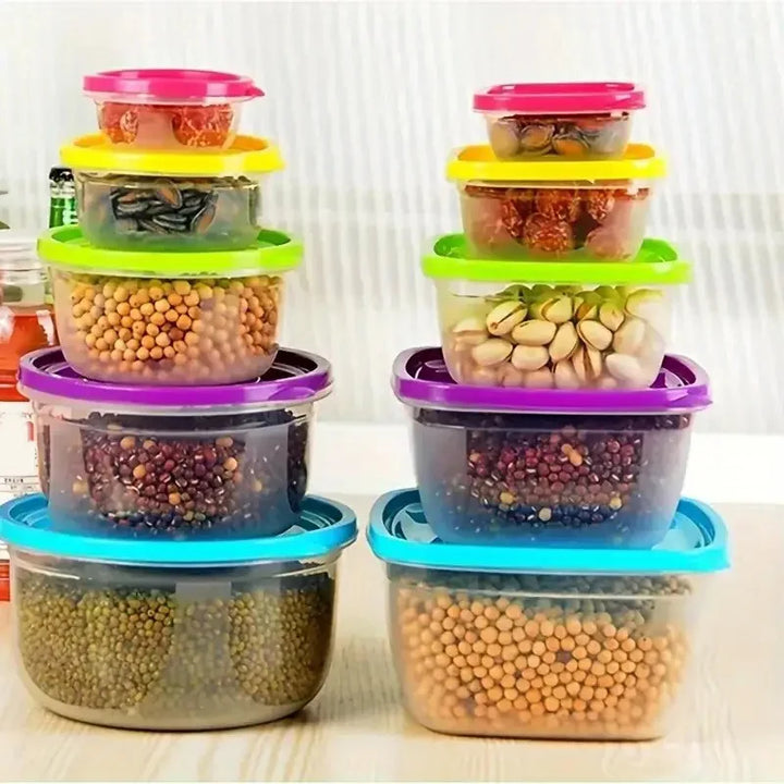 5 peças Recipientes de alimentos para micro-ondas Geladeira de plástico Crisper Recipiente retangular para alimentos Cozinha Almoço Selado Caixa de armazenamento ao ar livre