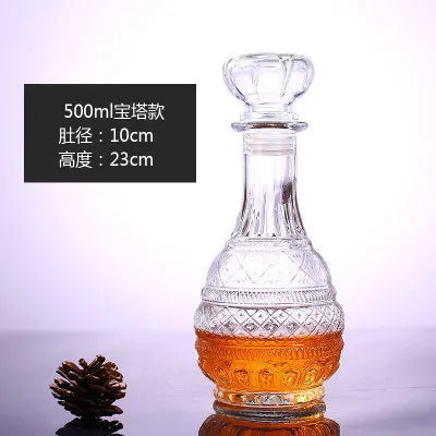 Garrafa de Vidro de Vinho 250-1000ml Decantadores de Uísque de Vidro Sem Chumbo para Licor Scotch Bourbon
