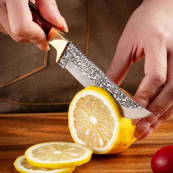 Faca de cutelo de carne de desossa forjada Faca de aço inoxidável Cozinha mongol Mão Faca de frutas Faca de bife de cordeiro assado com tampa