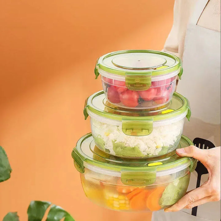 Caixa de conservação de alimentos frescos pode ser aquecida no forno de micro-ondas, caixa de armazenamento para geladeira e freezer de cozinha, lancheira transparente com tampa