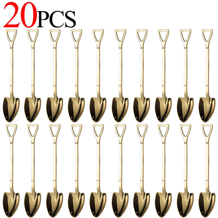 20/1Pcs Aço Inoxidável Pá Colher Ouro Prata Colheres de Café Sorvete Sobremesa Colher Colher de Chá Talheres de Cozinha Conjunto