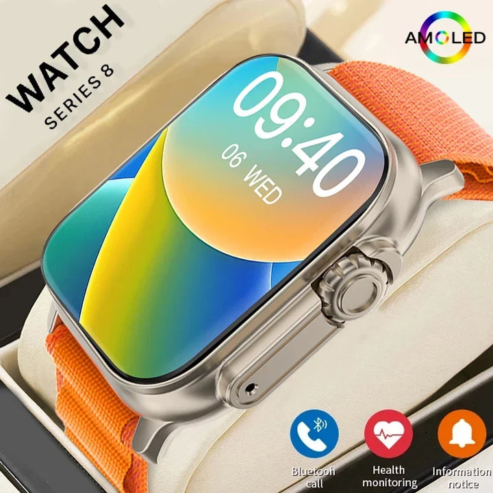 2024 T900 Ultra 2 Relógio Inteligente Masculino 49mm Série 8 2.3 "Tela AMOLED NFC Bússola À Prova D'Água Para Apple Watch IWO Ultra 8 Smartwatch