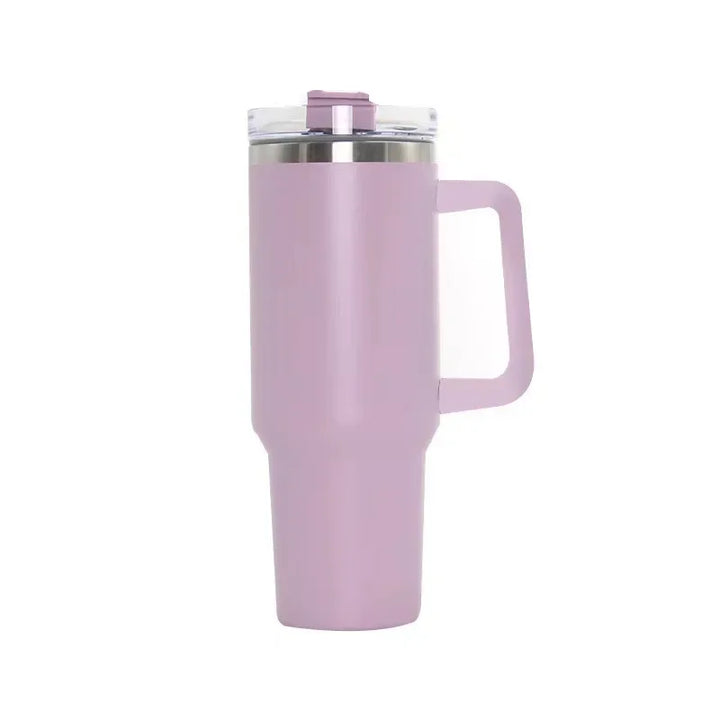 Garrafa de água de aço inoxidável de 40 onças, caneca de café para carro, copo personalizado com tampa de alça, canudo, copo térmico a vácuo