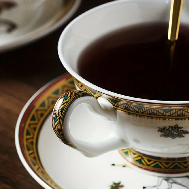 1 conjunto, xícara de chá e pires com colher, xícara de café de porcelana e prato pires, xícaras para café da manhã, chá da tarde, casa, jardim