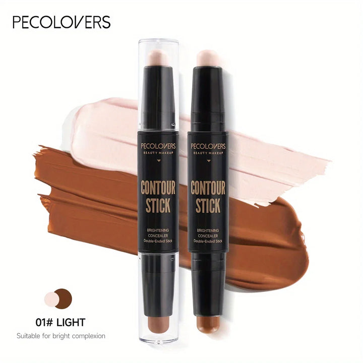 Caneta iluminadora de cabeça dupla, maquiagem líquida à prova d'água, base de contorno, corretivo em bastão, lápis cosméticosCaneta iluminadora de cabeça dupla, maquiagem líquida à prova d'água, base de contorno, corretivo em bastão, lápis cosméticos