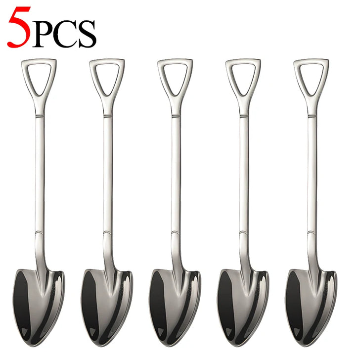 20/1Pcs Aço Inoxidável Pá Colher Ouro Prata Colheres de Café Sorvete Sobremesa Colher Colher de Chá Talheres de Cozinha Conjunto