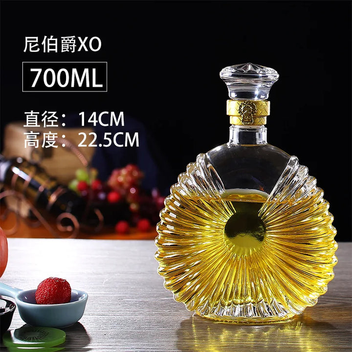 Garrafa de Vidro de Vinho 250-1000ml Decantadores de Uísque de Vidro Sem Chumbo para Licor Scotch Bourbon